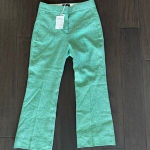 NWT J.Crew Hayden Kickout Cropped Linen Pants, Green, 2P